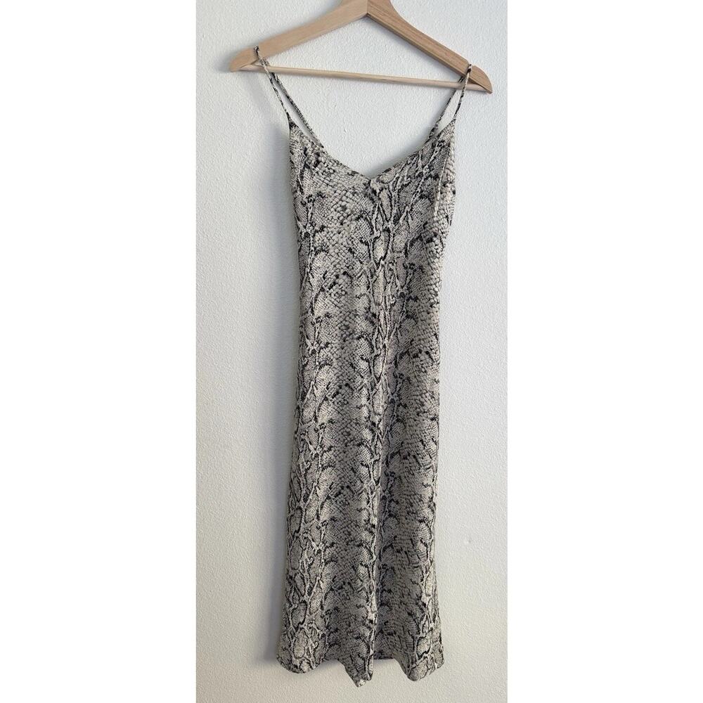 Reformation Snake Print Midi Slip Dress V-Neck Spaghetti Straps Women Size 0